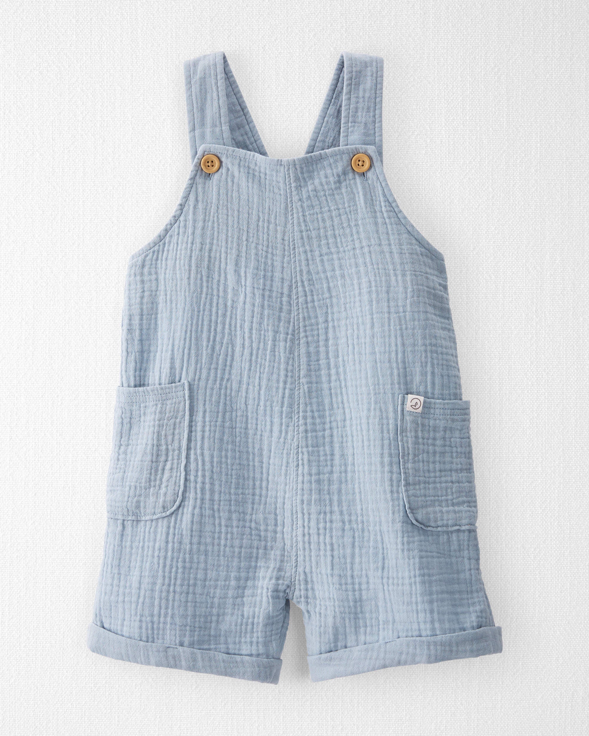 Toddler Organic Cotton Gauze Shortalls in Seal Blue - Little Planet |  Carter's
