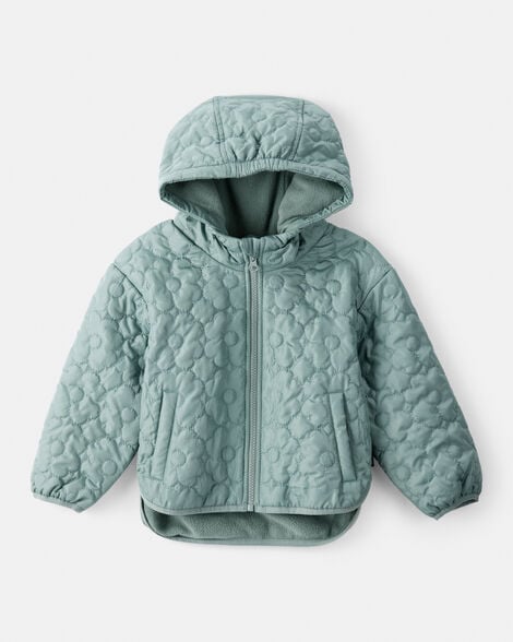 Toddler Girl Floral Quilted Long-Sleeve Midweight Jacket - Green