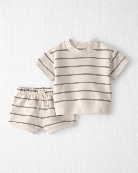 Baby 2-Piece Organic Cotton Top & Short Set in Stripes