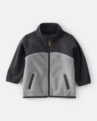 Baby Boy OshKosh Fleece  Logo Zip Jacket - Grey