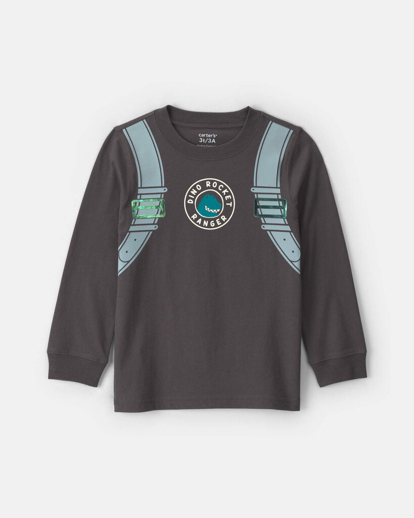 Carter's toddler boy dino jet pack long-sleeve graphic tee 12M Grey
