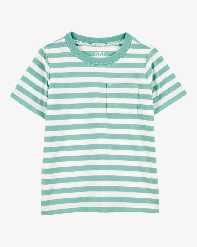 Product image 1 of Baby Striped Short-Sleeve Pocket Tee - Green