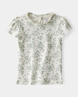 Product image 1 of Toddler Floral Short-Sleeve Fashion Top - Green/White