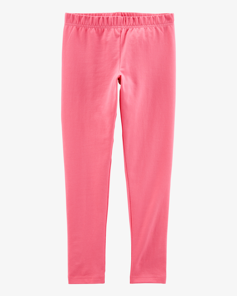 girls cotton stretch leggings - pink