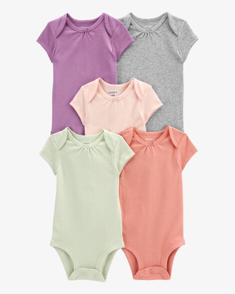 Product image 1 of Baby 5-Pack Short-Sleeve Solid Bodysuits