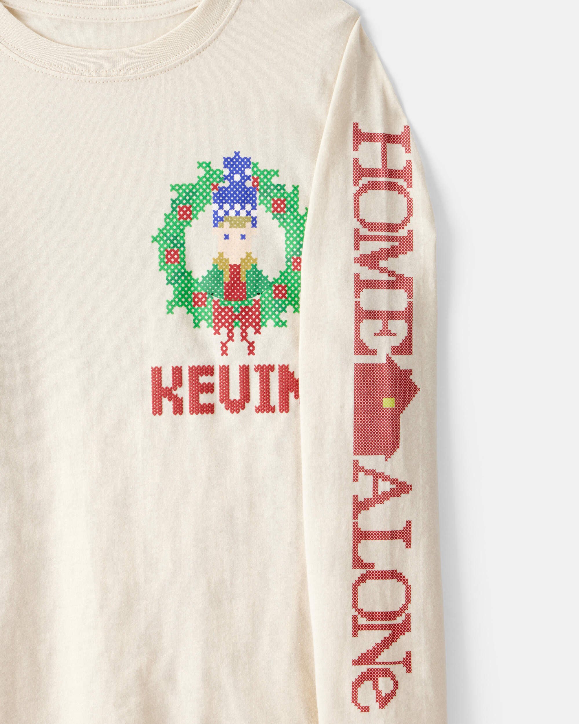 Boys Christmas Home Alone Long-Sleeve Graphic Tee - Cream