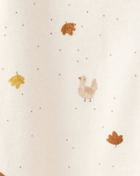 Product image 3 of Baby Thanksgiving Print 100% Cotton Long-Sleeve 2-Way Zip Sleep & Play Pajamas - White