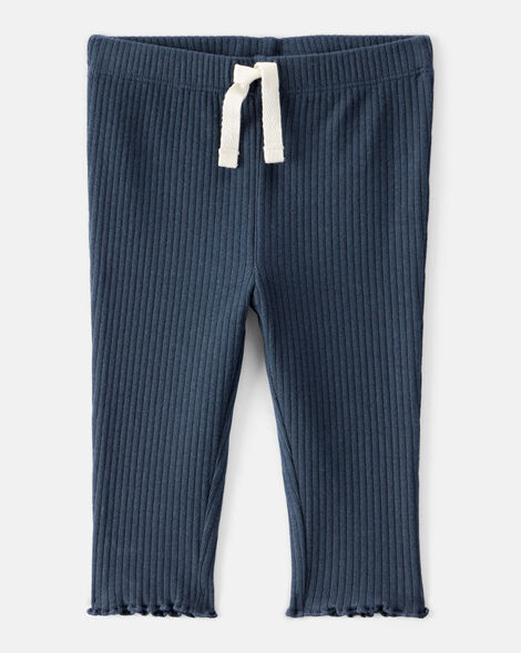 baby girl cotton pull-on pants - navy blue