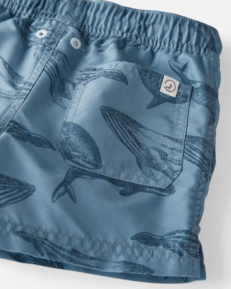  Product image 3 of Toddler Whale Print Recycled Swim Trunks