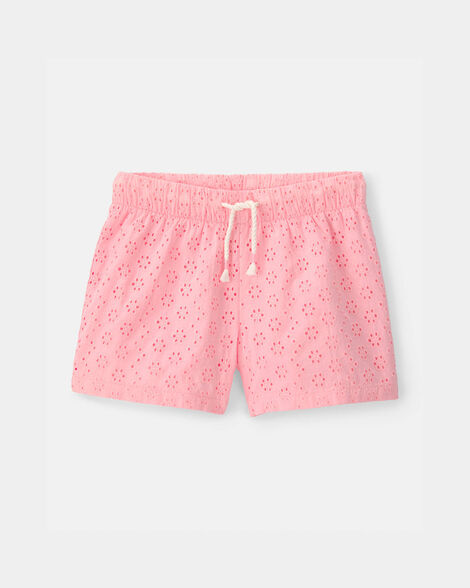girls eyelet shorts - pink