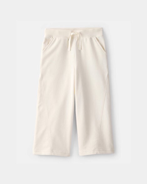 toddler girl french terry wide-leg active pants - ivory