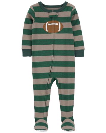 Toddler 1-Piece Football 100% Snug Fit Cotton Footie Pajamas