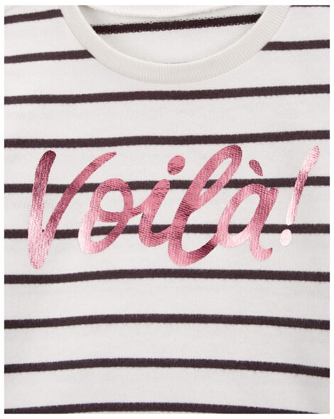  Product image 2 of Toddler Striped French Terry Long-Sleeve Pullover - Black/White