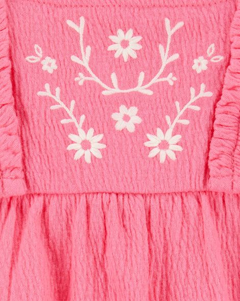 Product image 3 of Baby Floral Flutter Bodysuit Dress - Pink