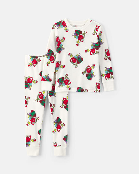 toddler 2-piece dr. seuss™ the grinch christmas 100% cotton snug fit pajama set - ivory