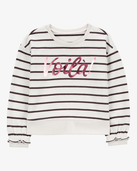  Product image 1 of Baby Striped French Terry Long-Sleeve Pullover - Black/White