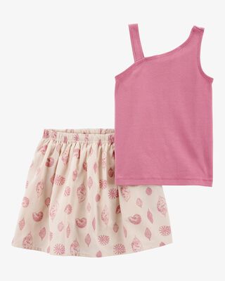Product image 1 of Kid 2-Piece Sleeveless Tank & Seashell Skort Set - Purple/Grey