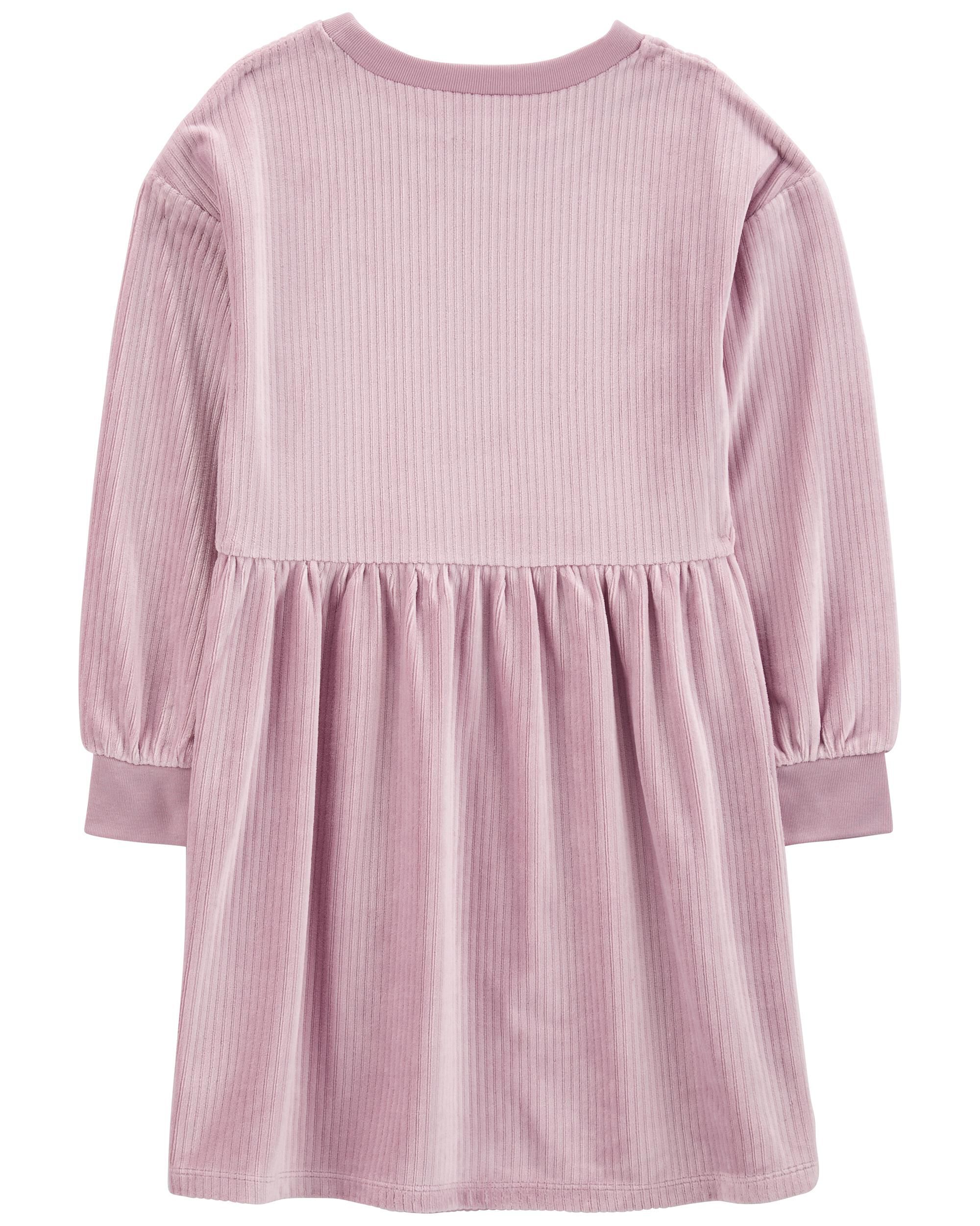 Kid Long Sleeve Velour Dress