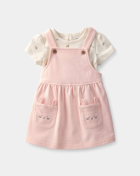 baby girl 2-piece easter bunny jumper set - pink/ivory