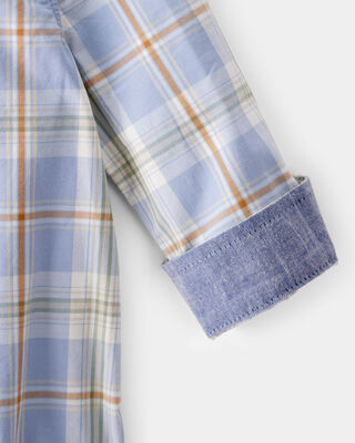 Product image 2 of Baby Poplin Plaid Button-Front Long-Sleeve Bodysuit