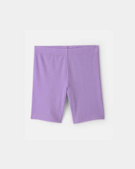 girls rib bike shorts - purple