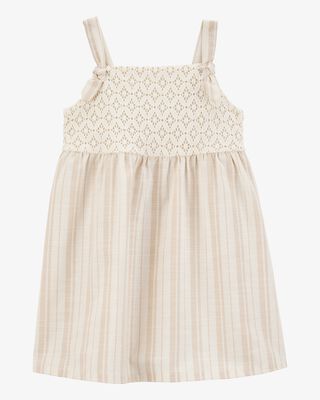 Product image 1 of Baby Striped Eyelet Tank Dress - Ivory
