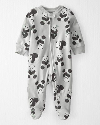 Baby Milk & Cookies 2-Way Zip Cotton Sleep & Play Pajamas - Grey