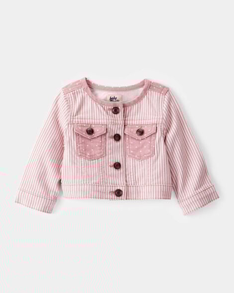  Product image 1 of Baby Vintage Inspired Twill Striped Cropped Jacket -  Pink