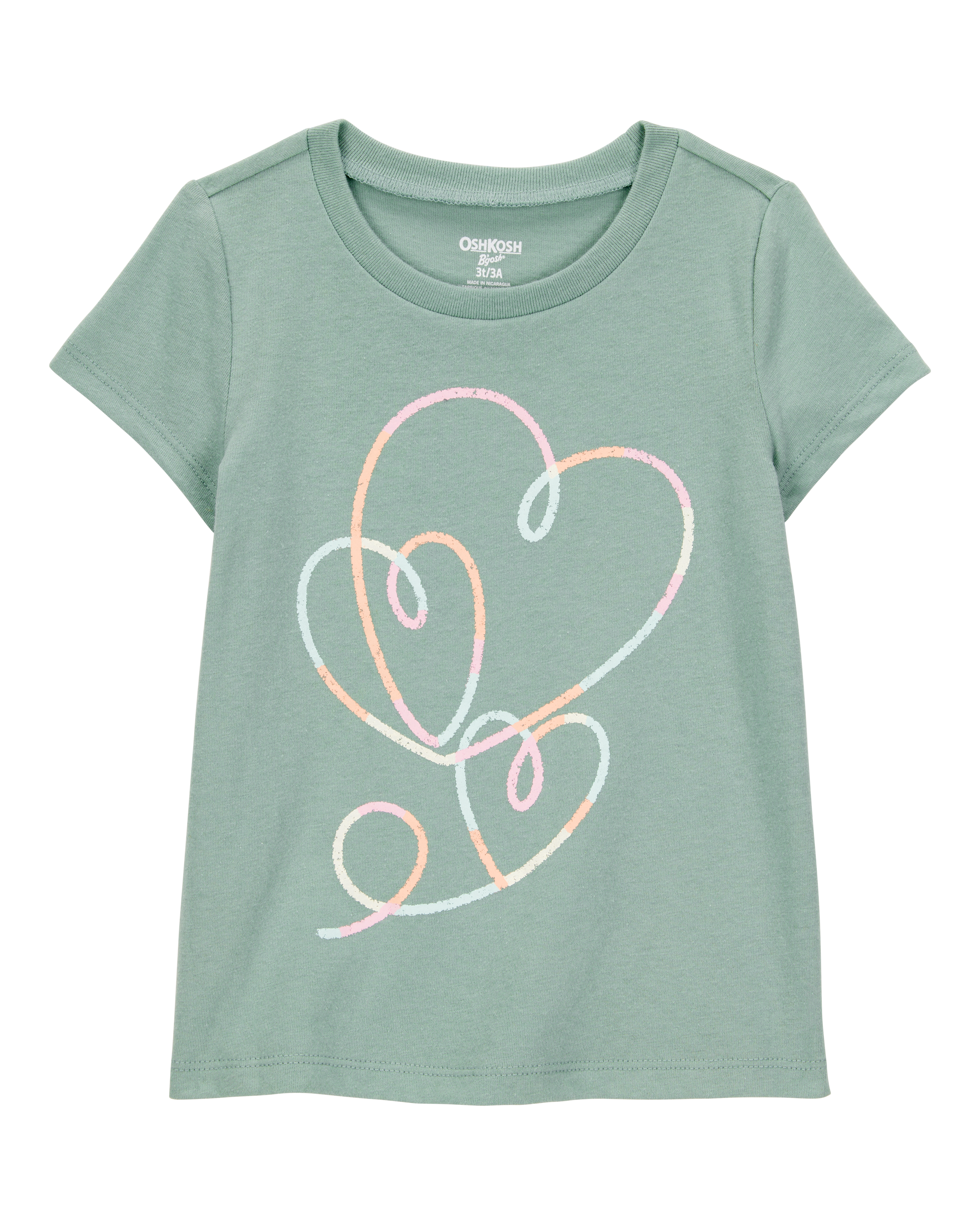 Toddler Heart-Print Short-Sleeve Graphic Tee - Green