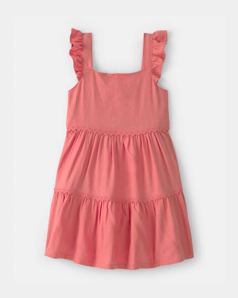 toddler girl ruffle-sleeve tiered dress - orange