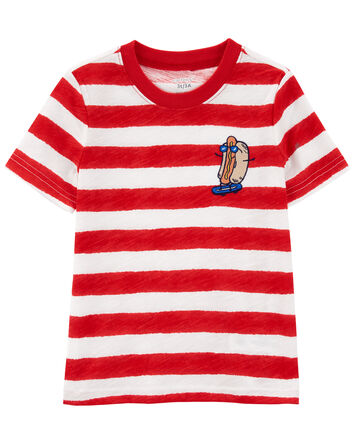 Toddler Striped Hot Dog Graphic Tee
