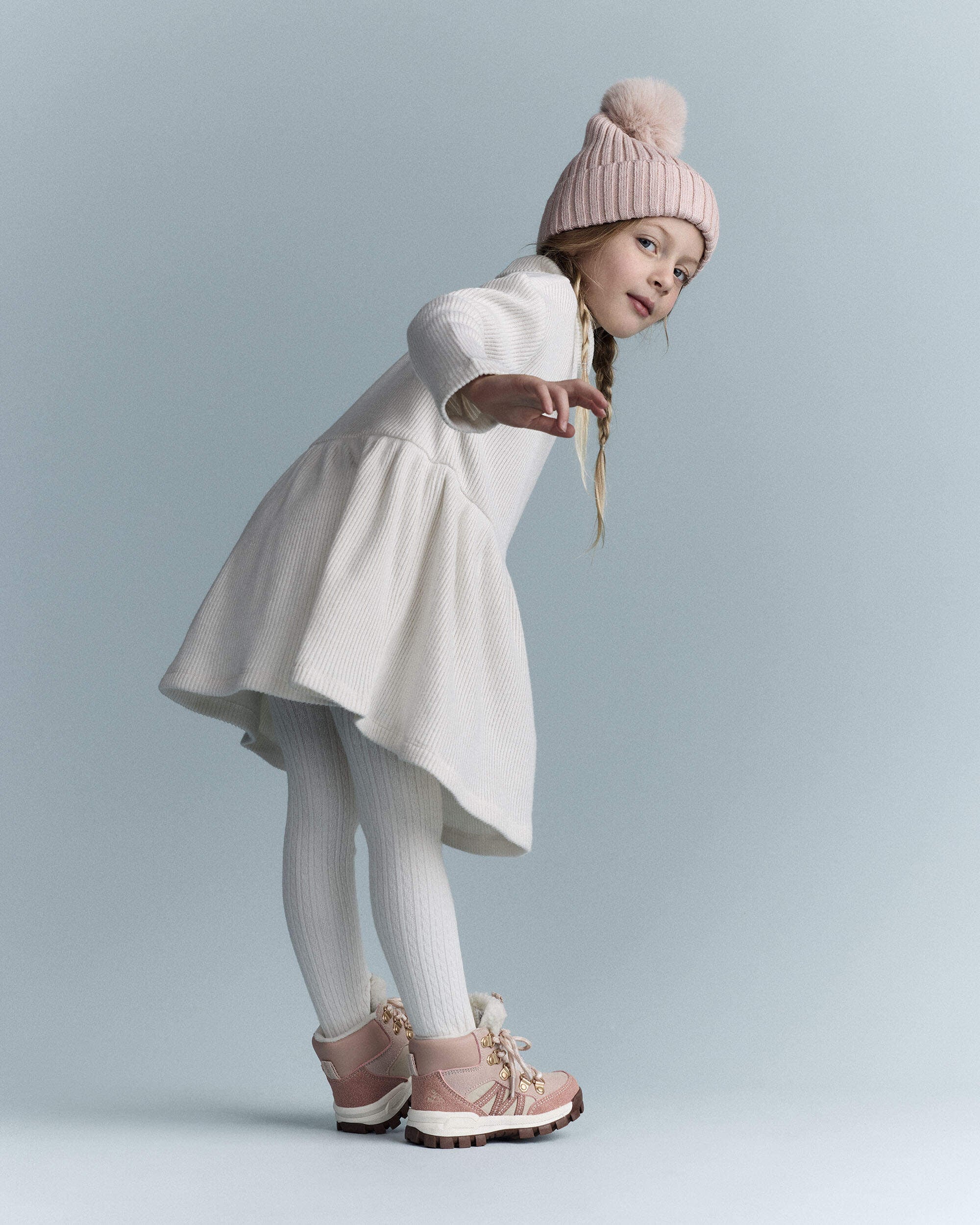 Otter Avenue Toddler Girl Turtleneck Sweater Dress 12M Cream 14$