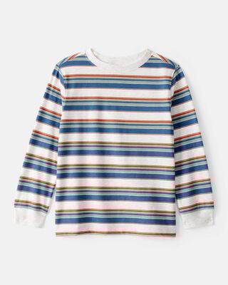 Boys Striped Long-Sleeve Tee -Grey