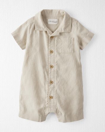Baby Button-Front Romper Made with LENZING™ ECOVERO™ and Linen