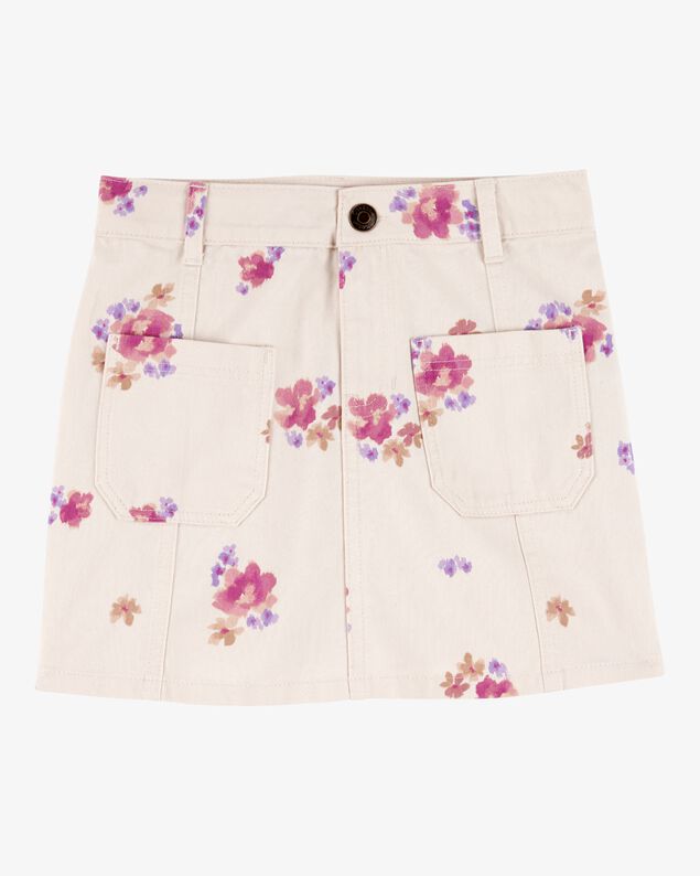 Product image 1 of Kid Twill Floral Print Skirt - Ivory