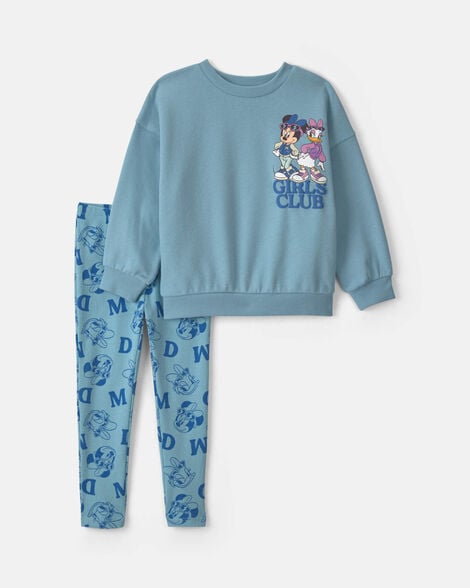 toddler girl 2-piece disney© minnie & daisy fleece long-sleeve top & pant set - blue