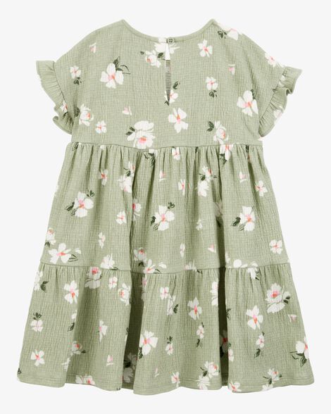  Product image 2 of Toddler Floral Tiered Dress- Green