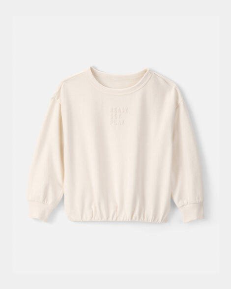 toddler girl 'ready set play' french terry pullover sweatshirt - ivory