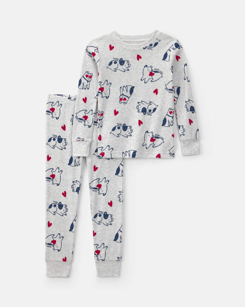 Carter's baby puppy love valentine's day snug fit 2-piece pajama set 12M Cream