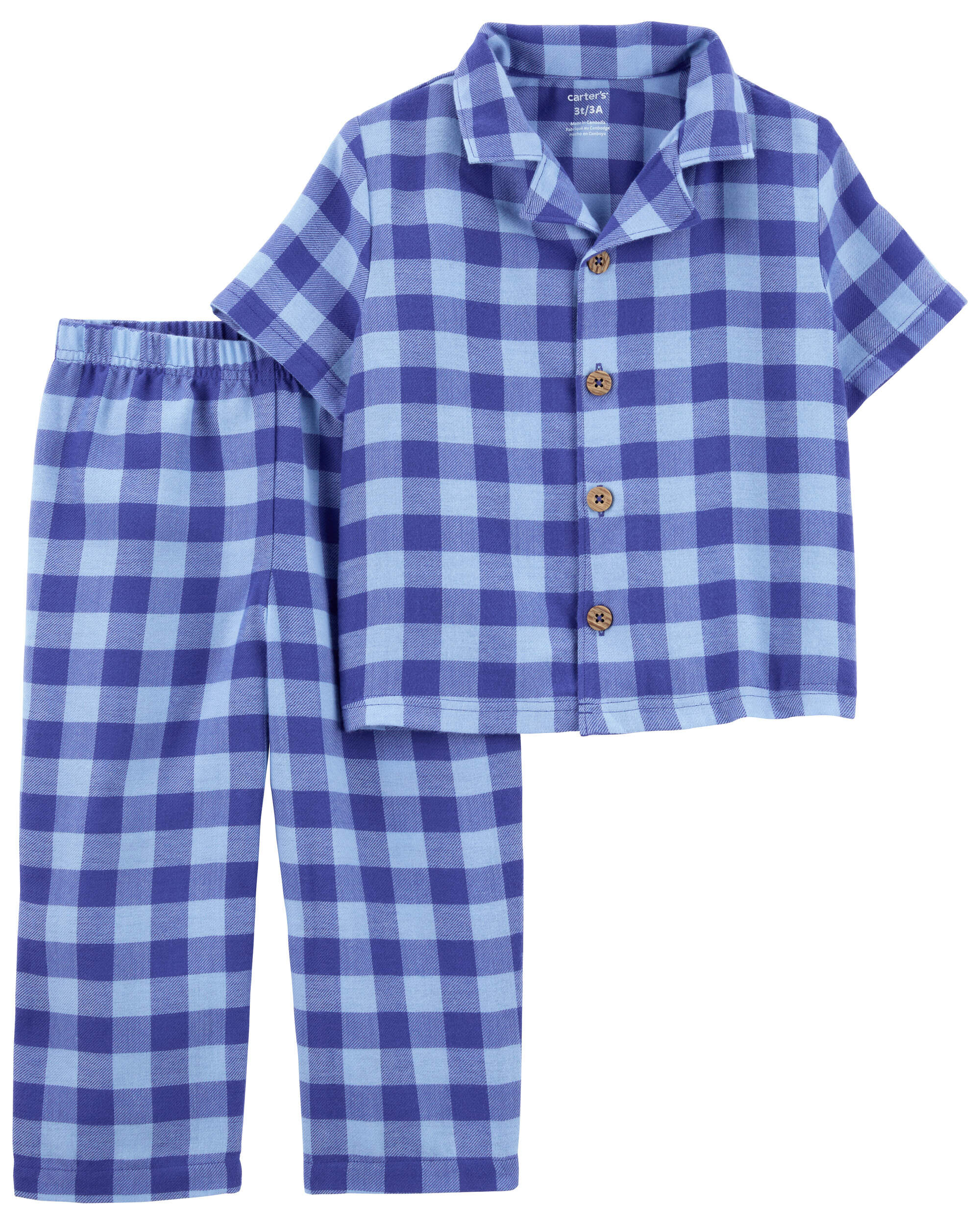 Toddler 2-Piece Gingham Coat Style Pajamas - Carter's | Carter's