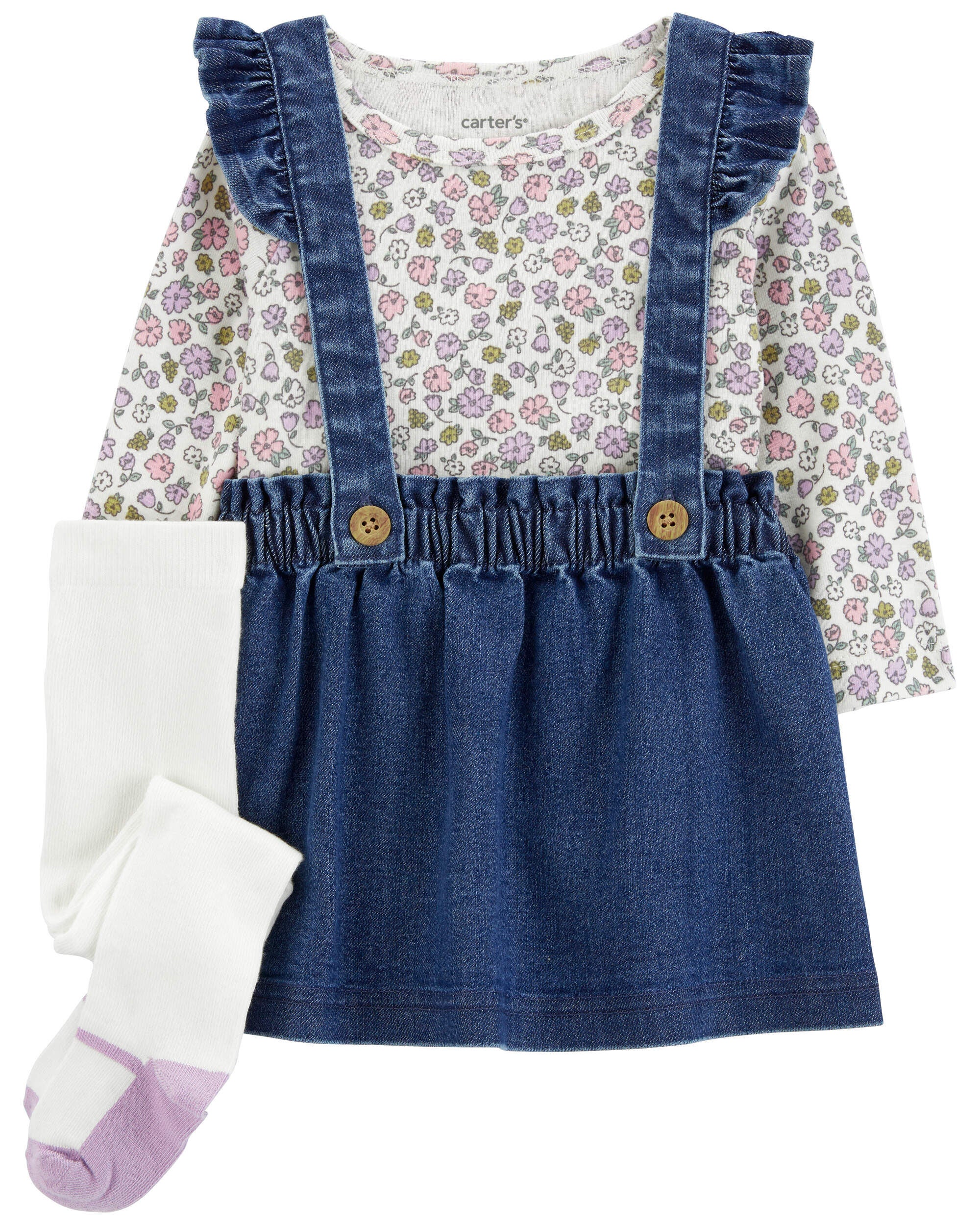 Baby 3 Piece Floral Long Sleeve Tee Jumper Set Carter s Carter s