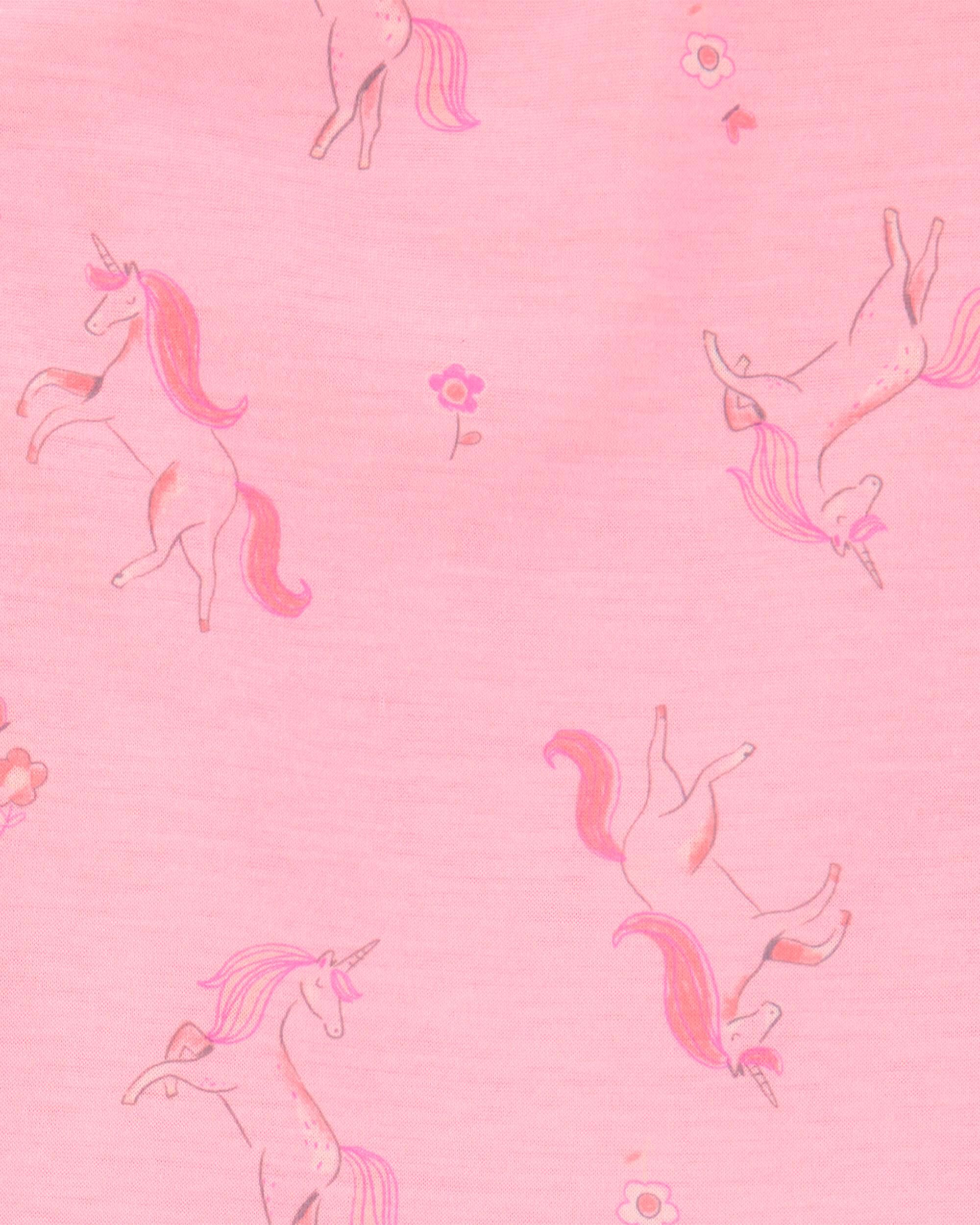 Toddler Girl Unicorn Print Loose Fit 2-Piece Pajamas - Pink