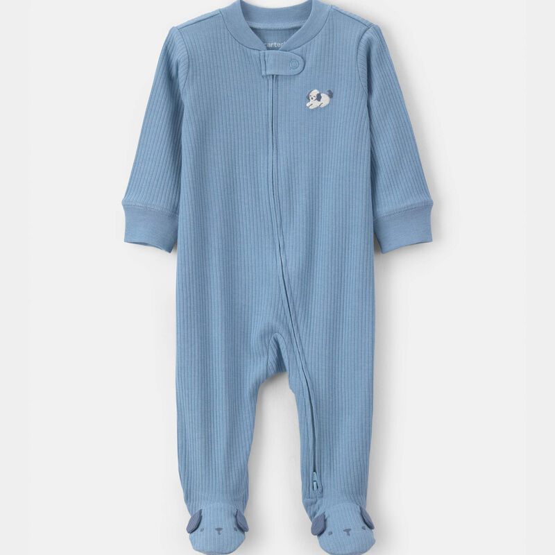 Baby Puppy Cotton 2-Way Zip Sleep & Play Pajamas - Blue