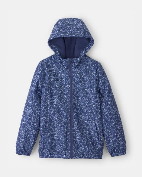 Girls Floral Midweight Jacket - Blue