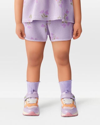 Product image 2 of Toddler Floral Waffle Knit Shorts - Purple