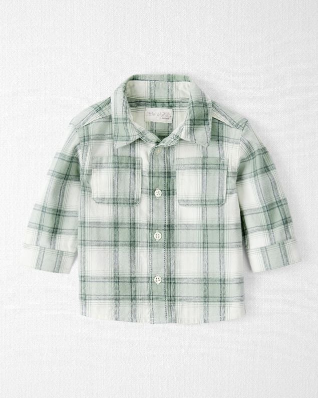 Product image 1 of Baby Organic Cotton Herringbone Button-Front Shirt in Plaid