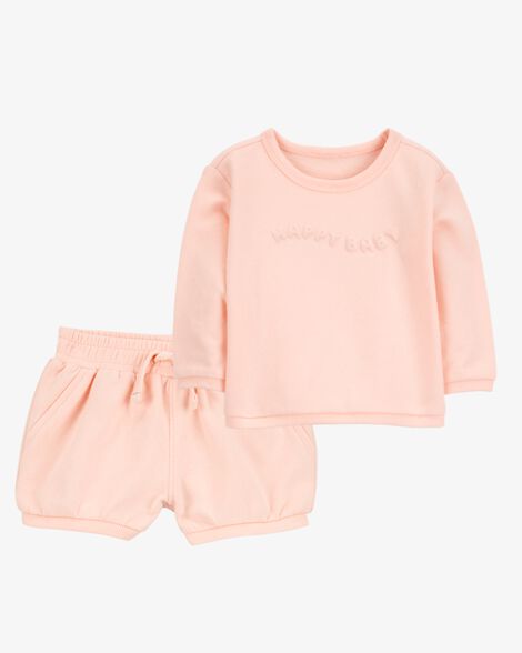  Product image 1 of Baby 2-Piece French Terry Pullover & Short Set - Pink