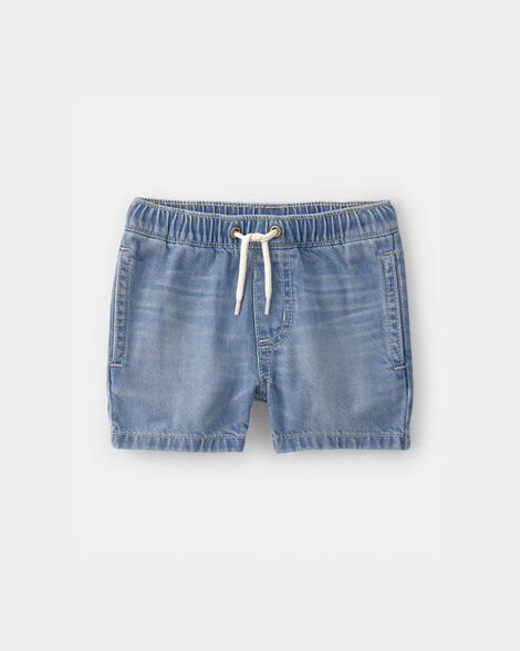 Baby Boy Denim Drawstring Shorts - Light Wash