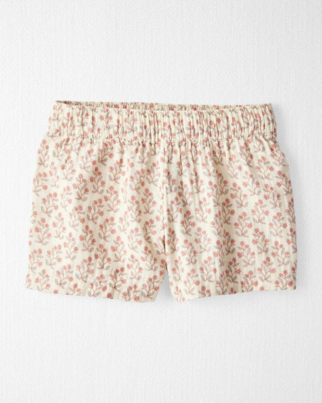 CREAM FLORAL SHORT SLEEVES DRESS AND BLOOMER IN ORGANIC COTTON, NEWBORN CREAM FLORAL SHORT SLEEVES DRESS AND BLOOMER IN ORGANIC COTTON, NEWBORN