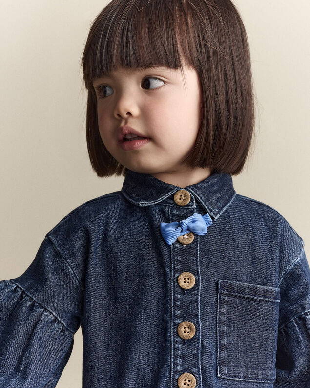 Product image 2 of Toddler Girl Puff-Sleeve Denim Dress - Blue